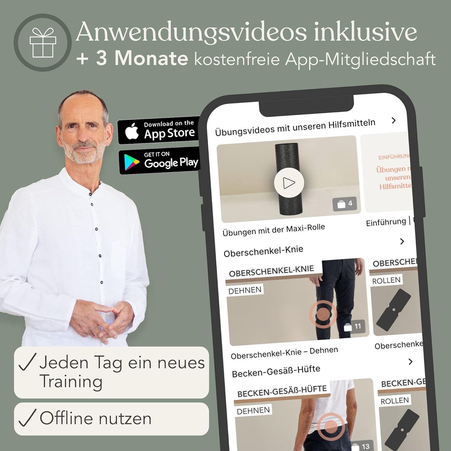 Liebscher & Bracht Massagerolle Liebscher & Bracht Original MAXI-Rolle (1-tlg., Faszienrolle mit Umlaufrille), Massagerolle 38 cm Made in Germany