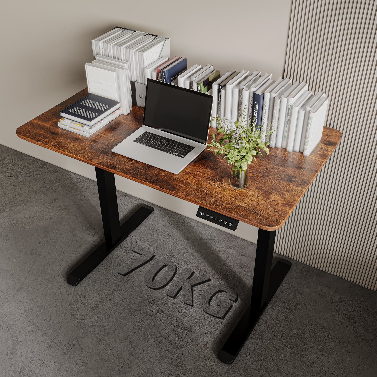 HOMALL Schreibtisch Höhenverstellbarer elektrisch Tischplatte Schreibtisch Eine komplette Vintage Braun