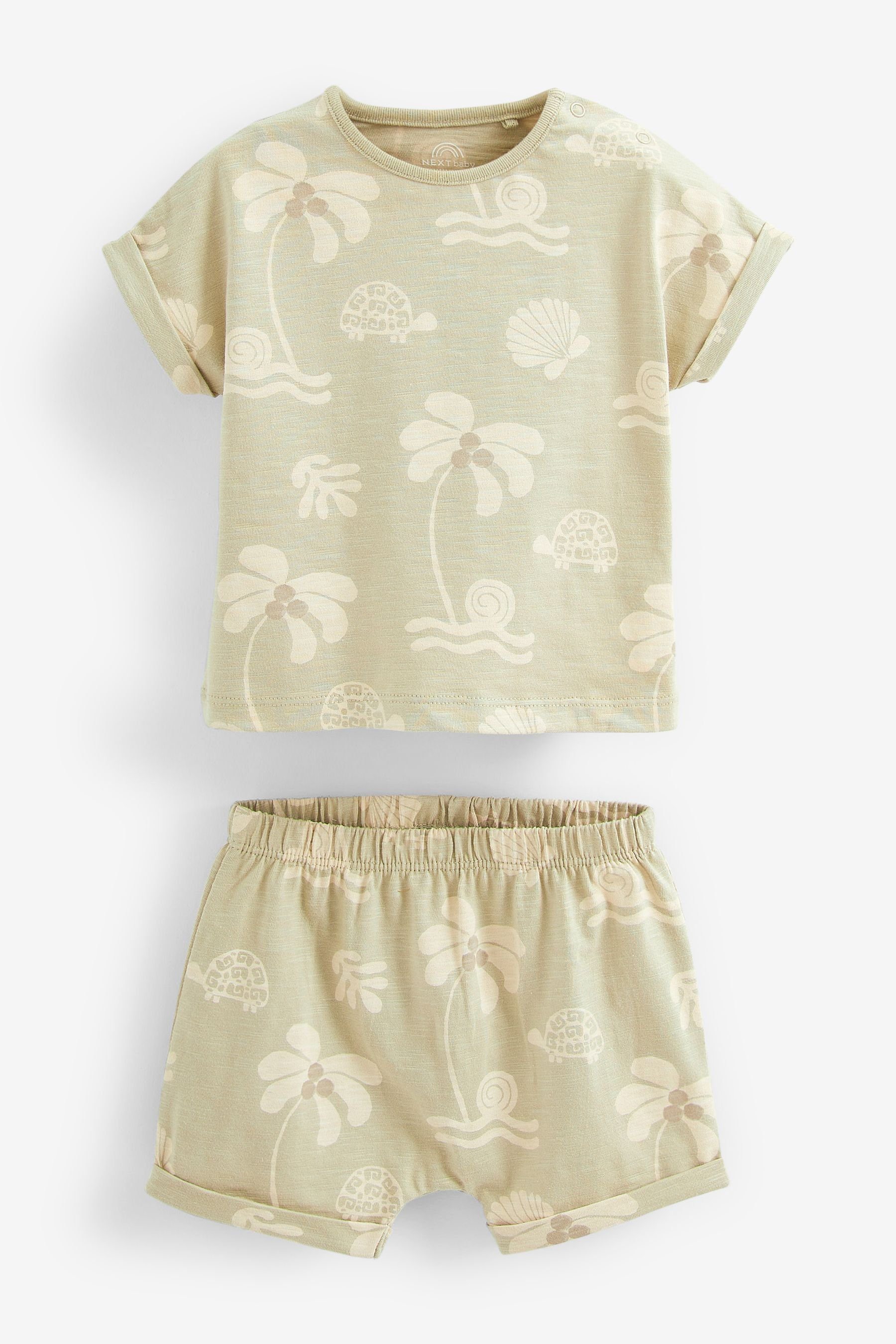 Shorts Baby Next und & T-Shirt T-Shirts Shorts, Set 6-teiliges Green/Yellow Safari (6-tlg)