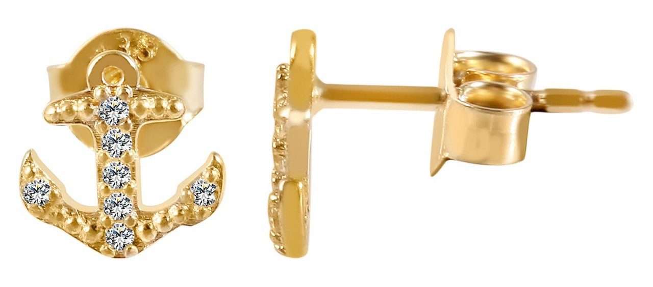 Paar Ohrhänger Damen Ohrstecker aus Gold 333 - Gold 375 und Zirkonia