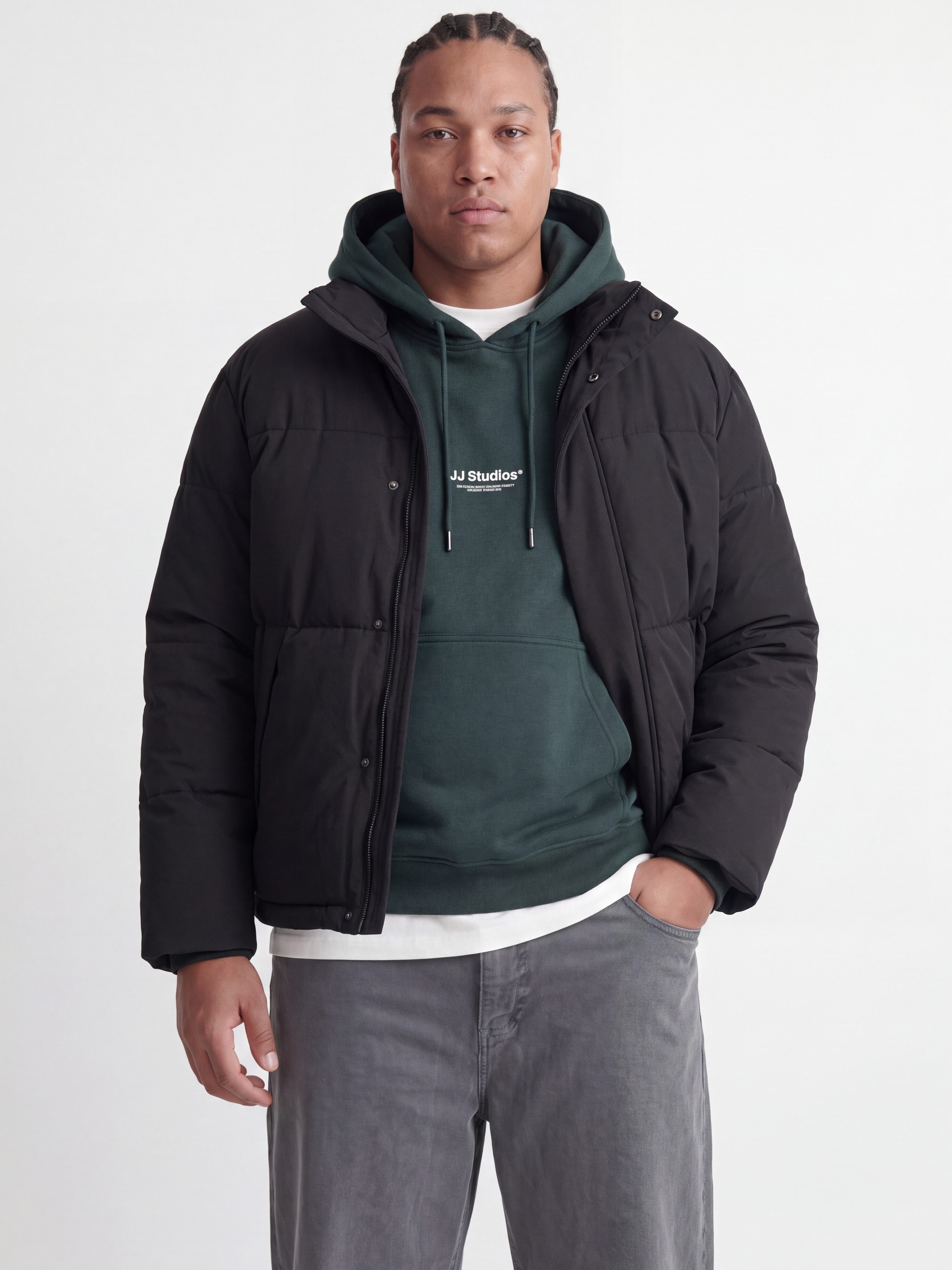 Jack & Jones PlusSize Steppjacke JJESOHO PUFFER COLLAR AW26 SN PLS Kunstfaser, mit verdecktem Reißverschluss – Bild 2 von 5