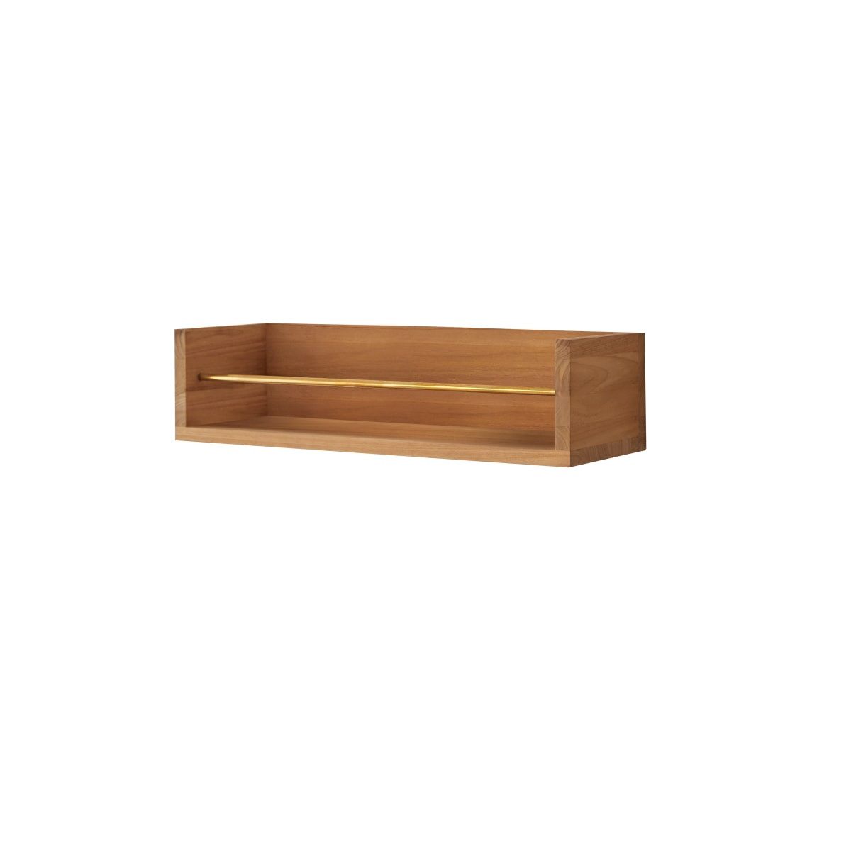 Tikamoon Wandregal Wandregal für das Badezimmer aus Teak mit Messingstange Sasha 60