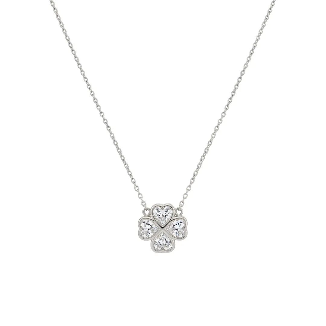 Suzan Gold Kette mit Anhänger Kleeblatt Halskette 925 Sterling Silber Damen Zirkonia Anhänger