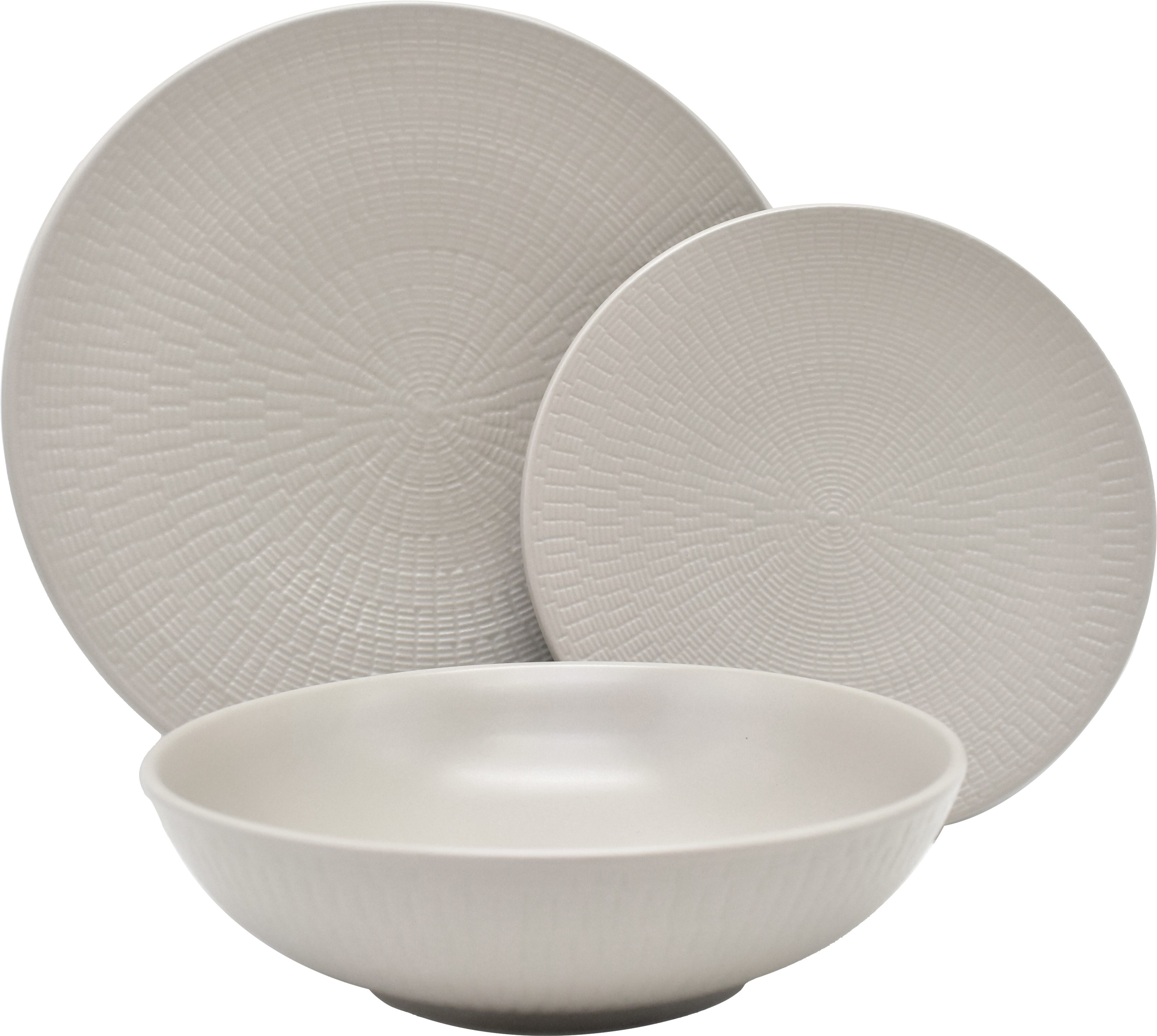 ECHTWERK Tafelservice Blanka Nature-Design (18-tlg), 6 Personen, Steingut, Teller Set, mit Struktur