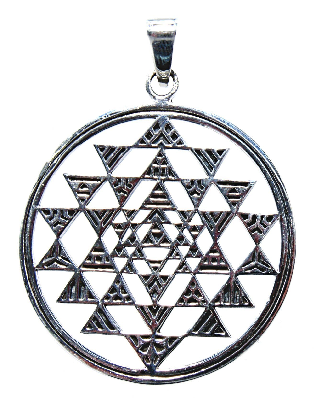 Kraft of Harmonie Yantra Silber Kiss Leather 925 Kettenanhänger Hindu kosmische Mantra Sri