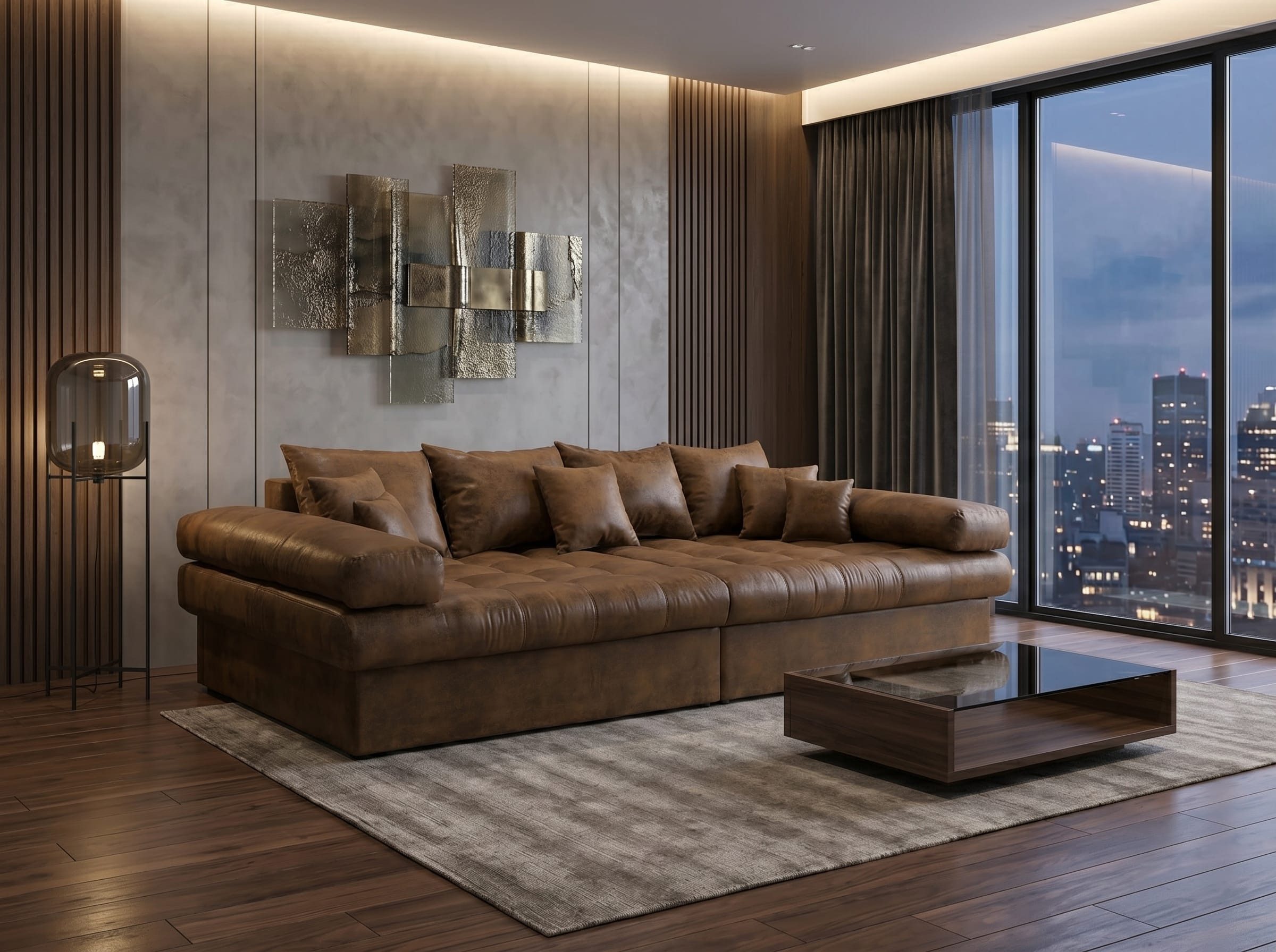 JVmoebel Big-Sofa Großes braunes 5-Sitzer-Sofa Luxuriöses Sofa Sofas für das Wohnzimmer, 1 Teile, Made in Europa