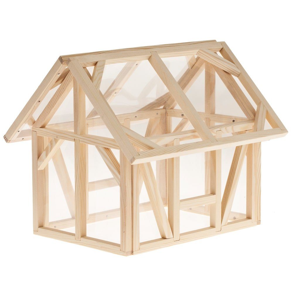 matches21 HOME & HOBBY Holzbaukasten Mini-Gewächshaus Holz Bausatz 12 J.