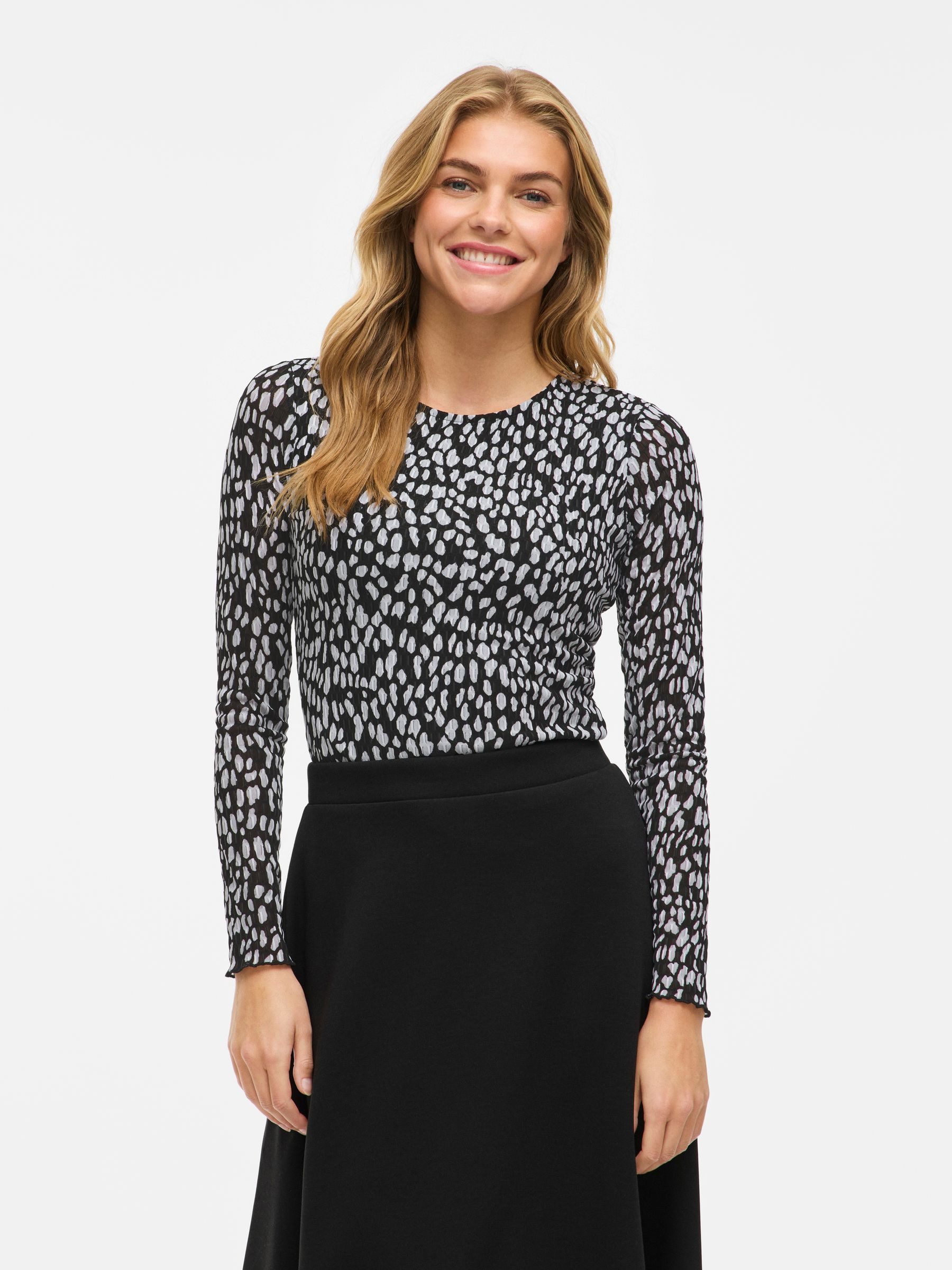 Vila T-Shirt Langarm Shirt mit Körperbetonter Passform Transparent Sleeves günstig online kaufen