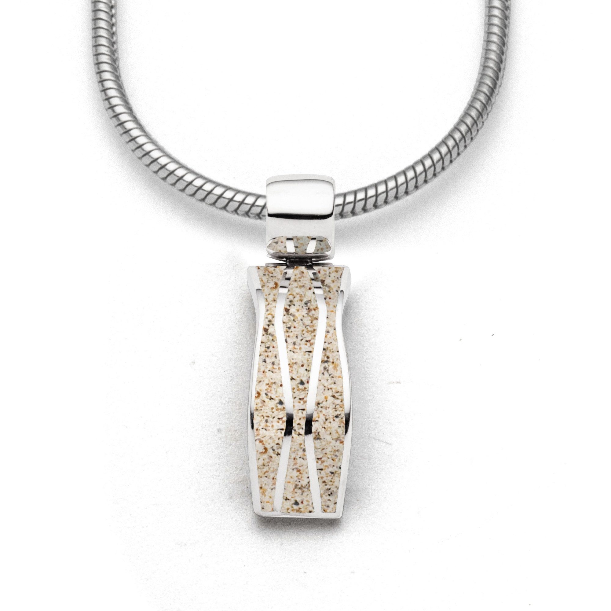 DUR Kettenanhänger P4453 „Welle 2.0“ – Strandsand & Silber, 9,4x31,5 mm –, Maritiver Schmuckanhänger aus 925er Silber