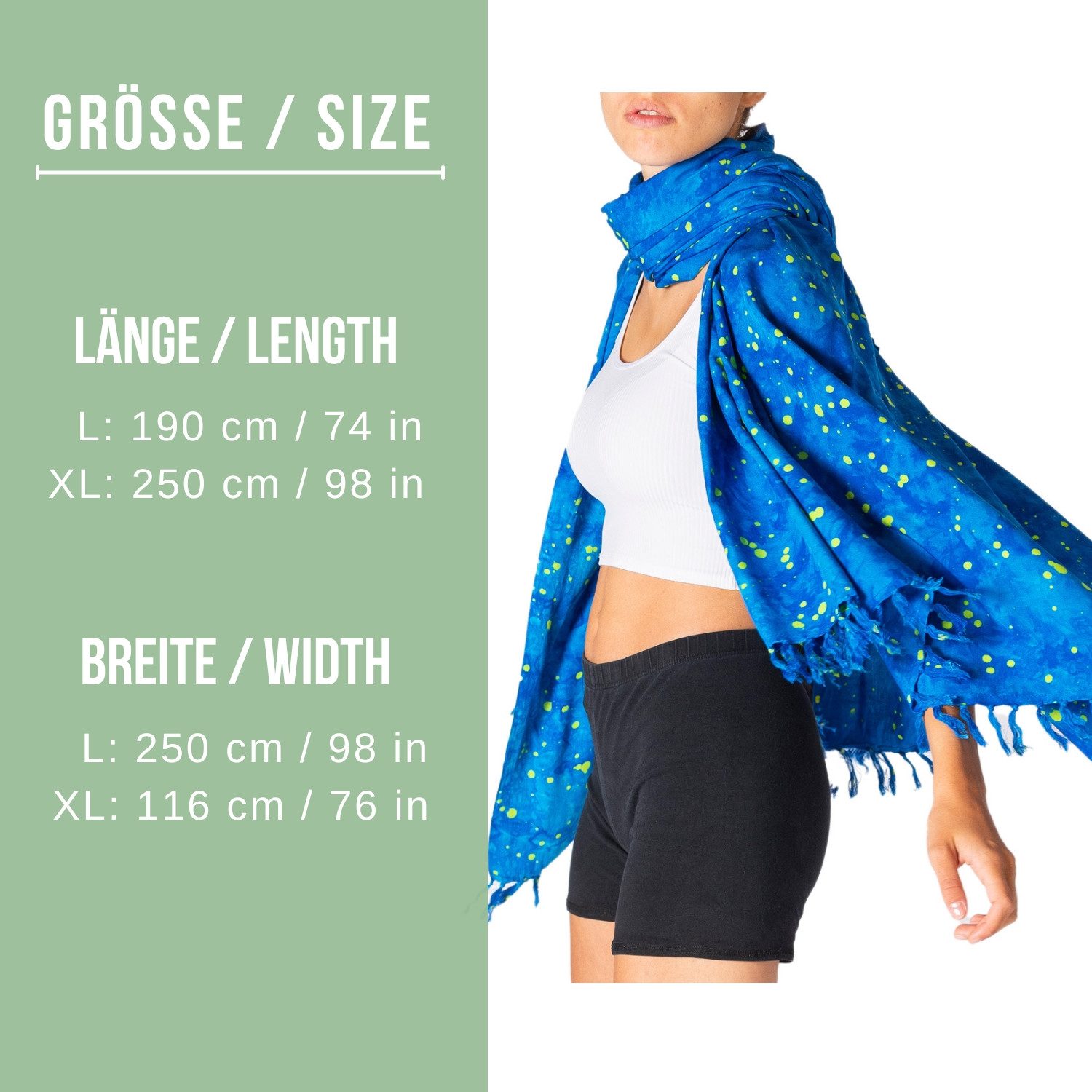 PANASIAM XXL-Schal Schal Wachsbatik für jede Jahreszeit egal ob als Schultertuch, Strandtuch Sarong oder Wickelkleid aus wunderbar weicher Viskose