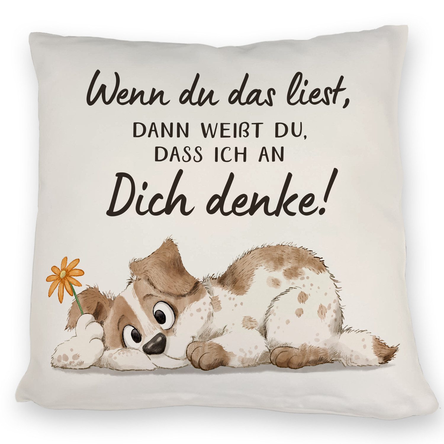 Dekokissen Hund Kissen mit Spruch Ich denke an dich