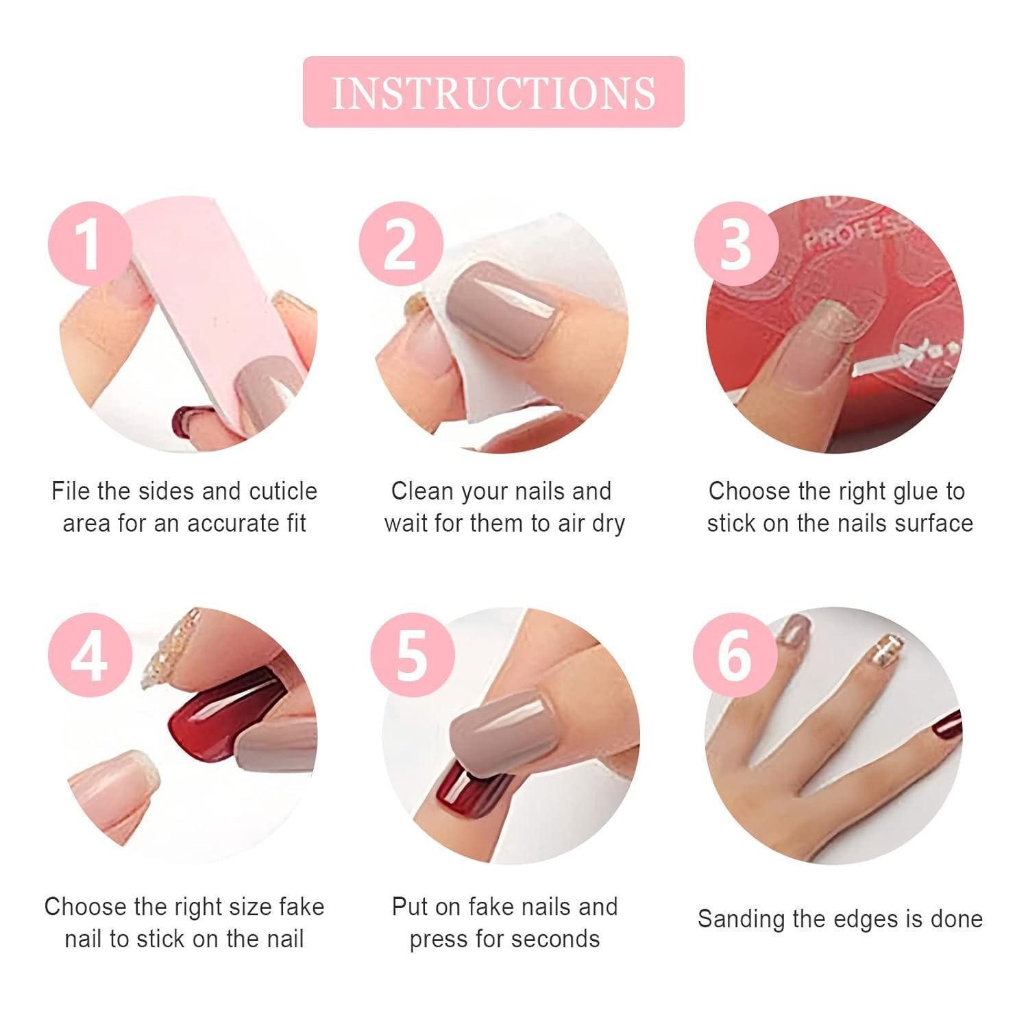 LuxusKollektion Kunstfingernägel 24 Stück Nägel Zum Aufkleben French Weiß Künstliche Eckige Acryl Nails