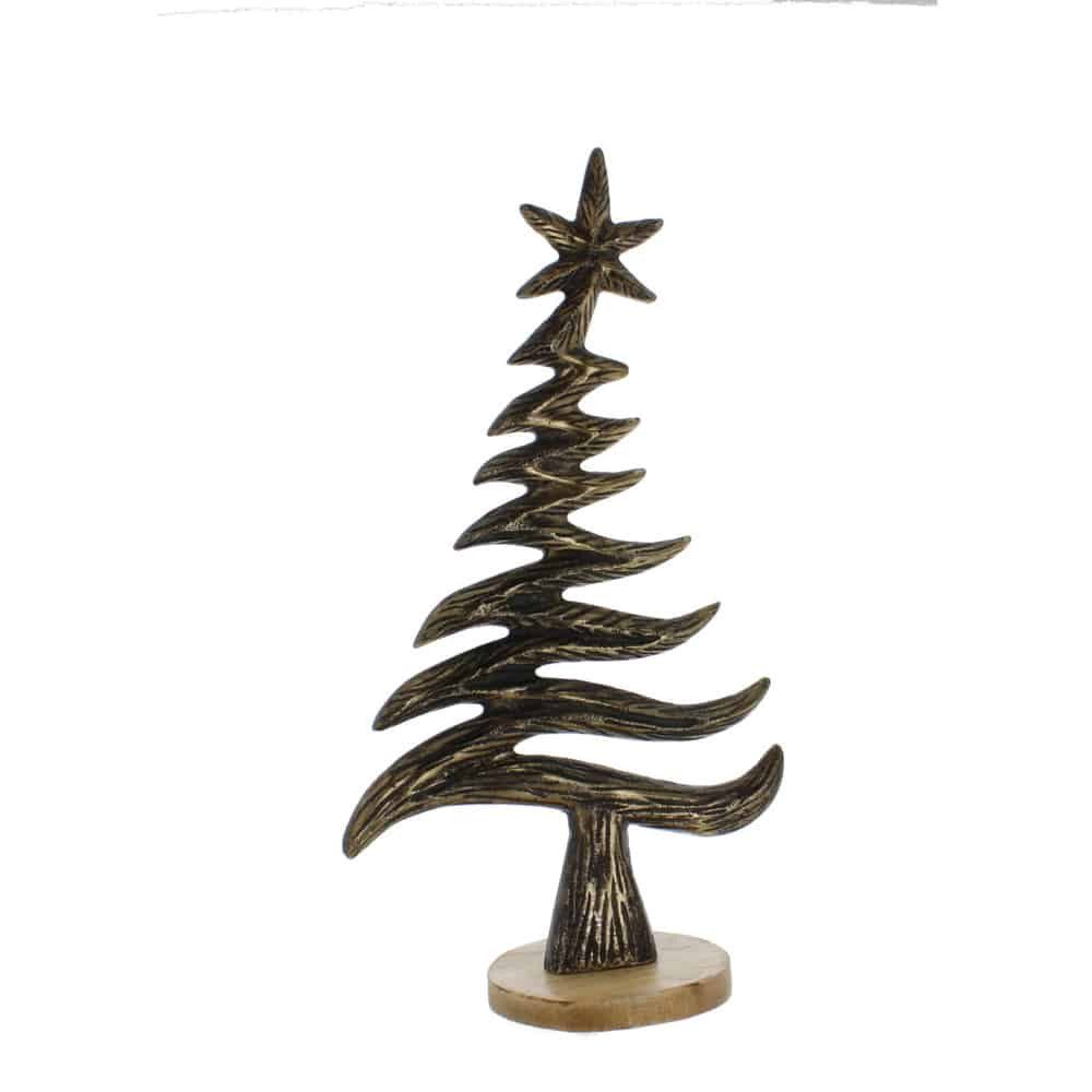 Weihnachtsfigur Baum - gold/braun - ca. 13 x 15 x 44 cm