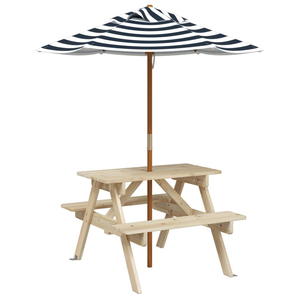 vidaXL Gartentisch Picknicktisch für 4 Kinder mit Sonnenschirm Massivholz Tanne (1-St)