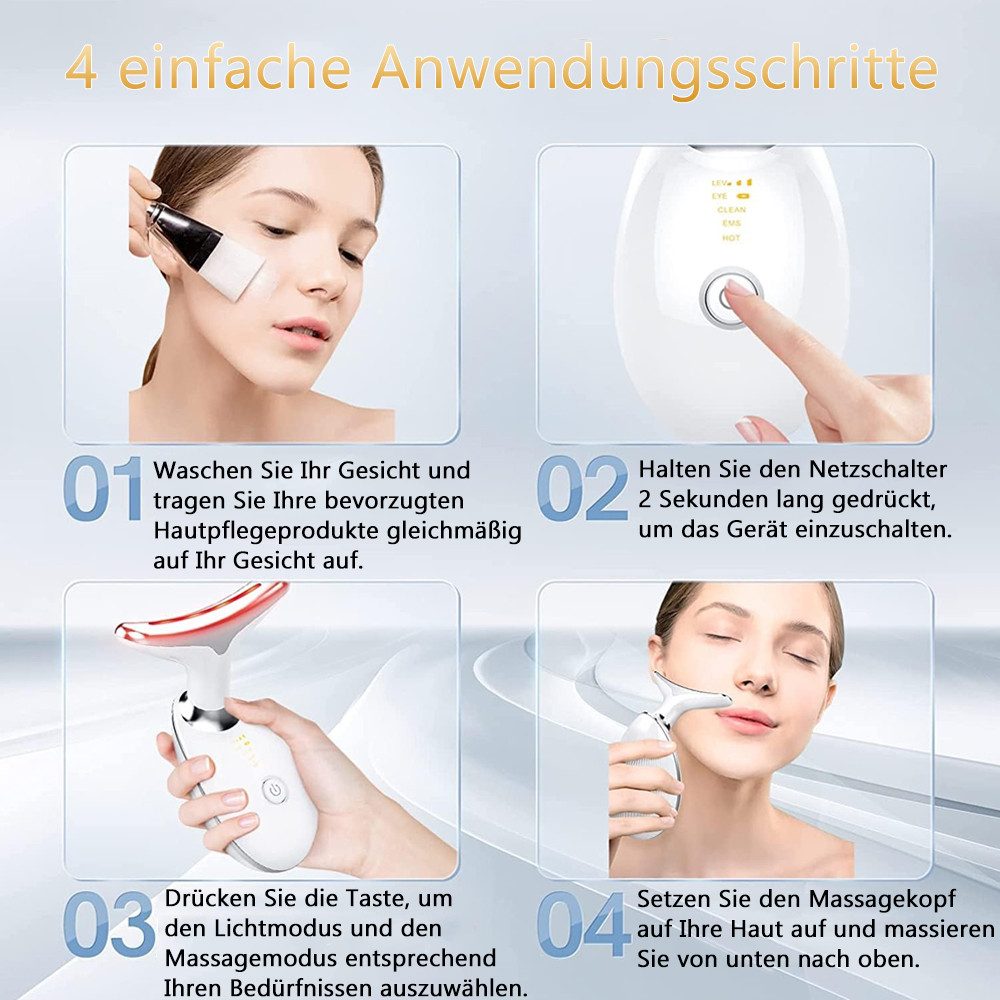 TUWENA Gesichtsmassagegerät 7 Farben LED Licht EMS Gua Sha Elektrisch, Elektrisches Massagegerät – Bild 5 von 5