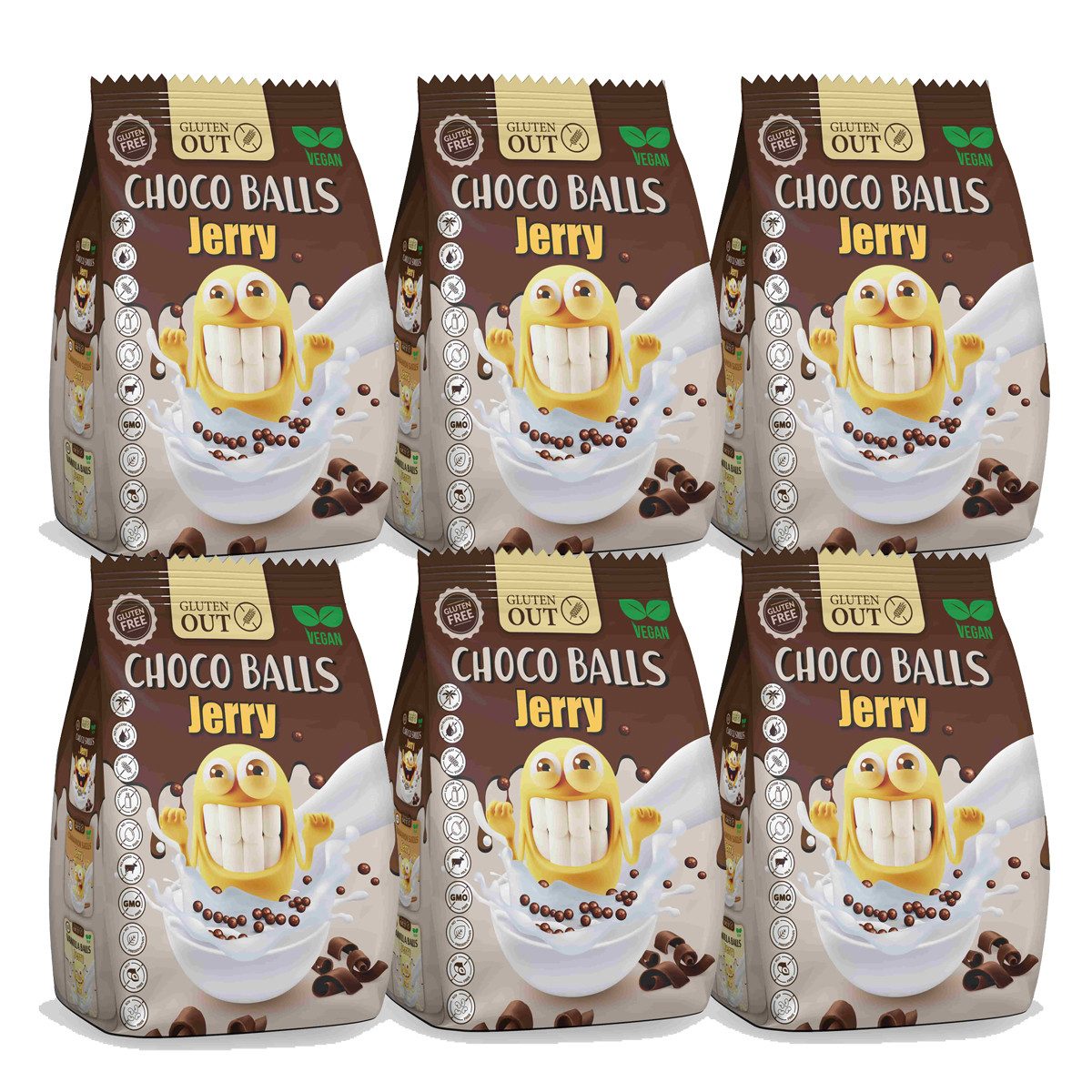 Nerano Cerealien, Nerano Choco Balls Jerry Frühstücksgetreide Vegan 375g 6er Pack