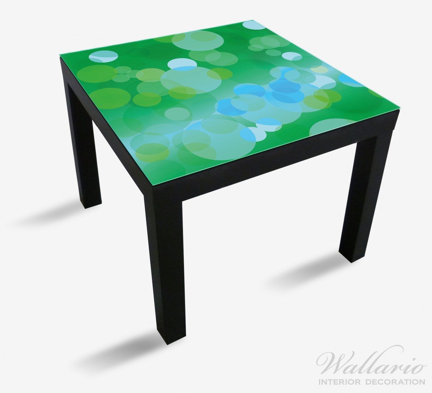 für geeignet - Tischplatte und (1 St), Lack Tisch Grüne blaue Wallario harmonisches Ikea Kreise Muster