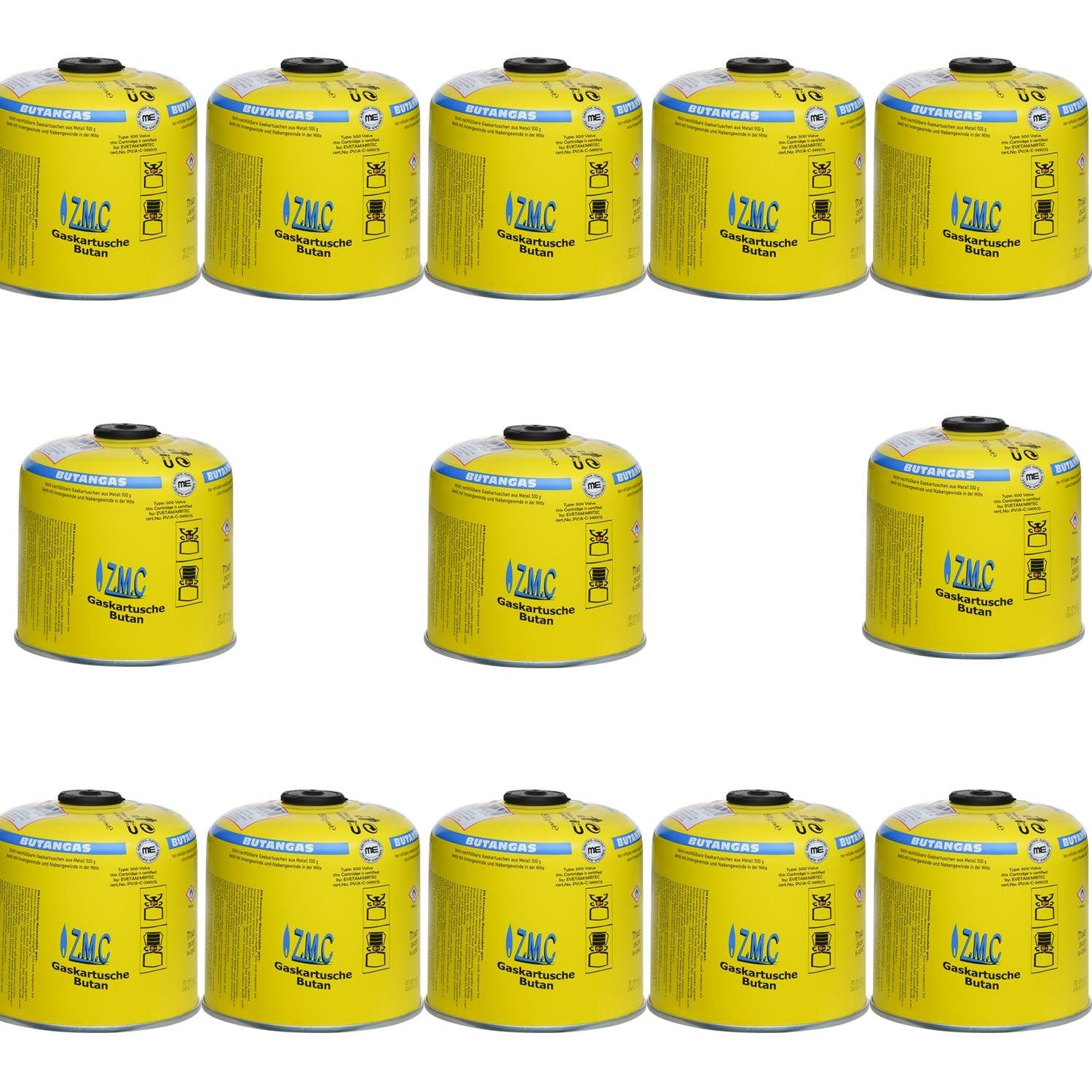 ZMC Gaskartusche 13x Universal Camping Propan Butan Gas 500g Schraubventil Gaskartusche, Zubehör für Butangas Druckgasdose Für Gaskocher / Gaslötgeräte / Abflammgeräte Eurogewinde, Schraubventil Gaskartuschen 990ml Ventilkartusche Gewindeanschluß