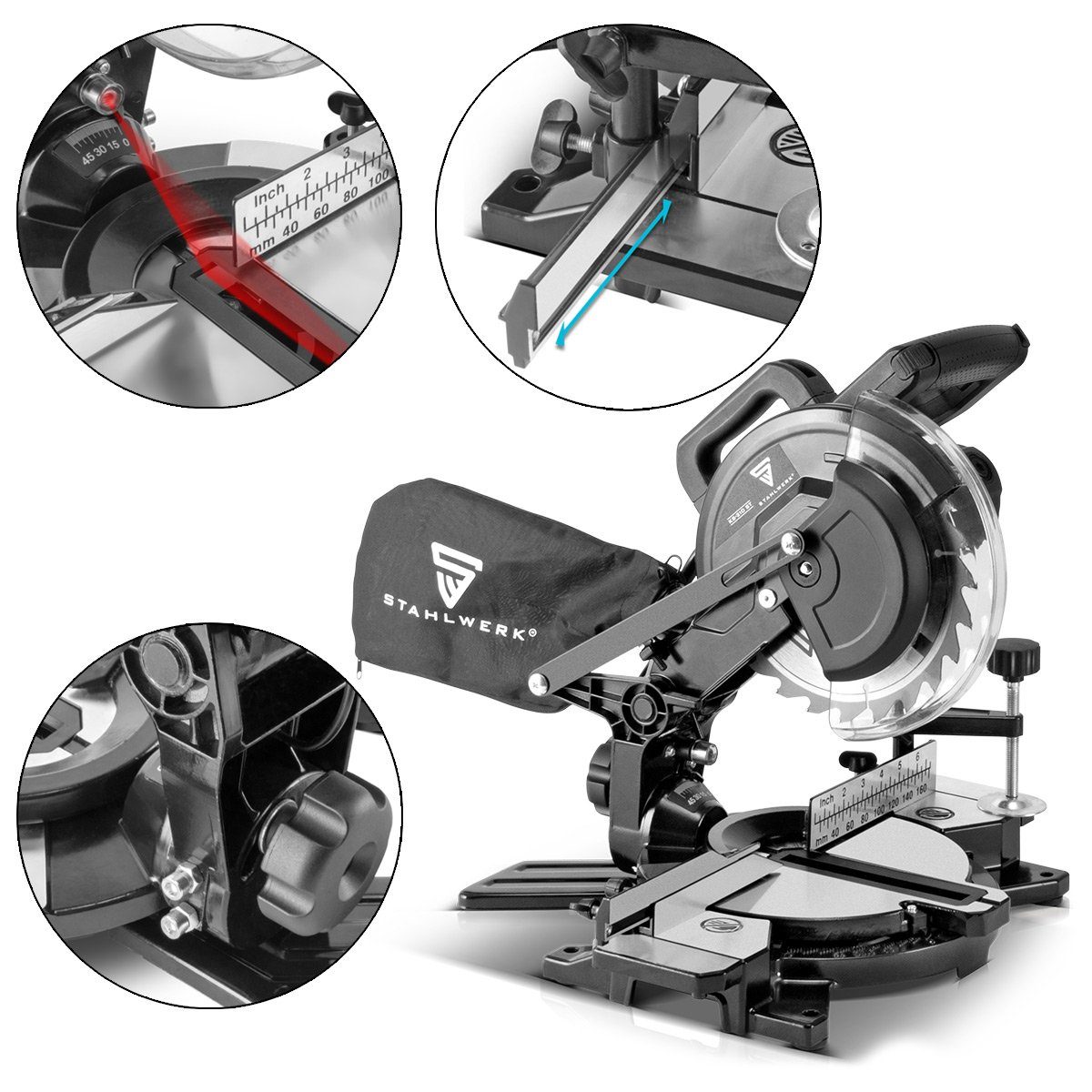 STAHLWERK Kapp und Gehrungssäge »KS210 ST Profi Trennsäge 1200 Watt mit Laser«, 7 Jahre