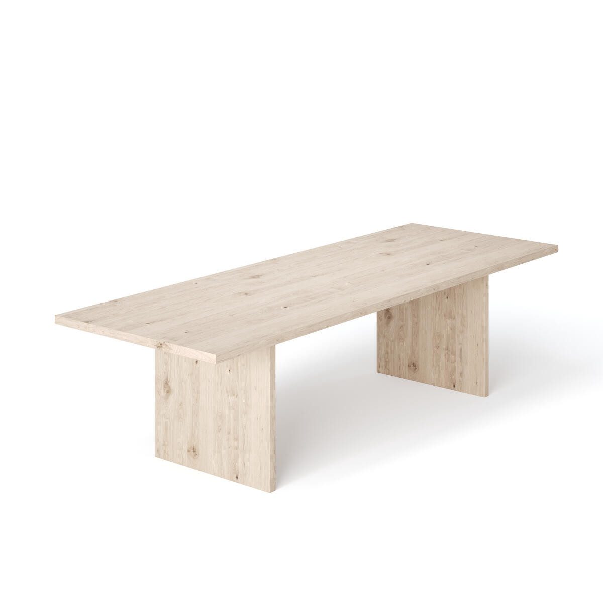 Rellgo Esstisch Eiche massiv Anni – Rechteckig mit Wangen-Gestell – Zeitlos & stabil, Gerade Kante, Massive Wildeiche, Handgefertigt, Geölte Oberfläche