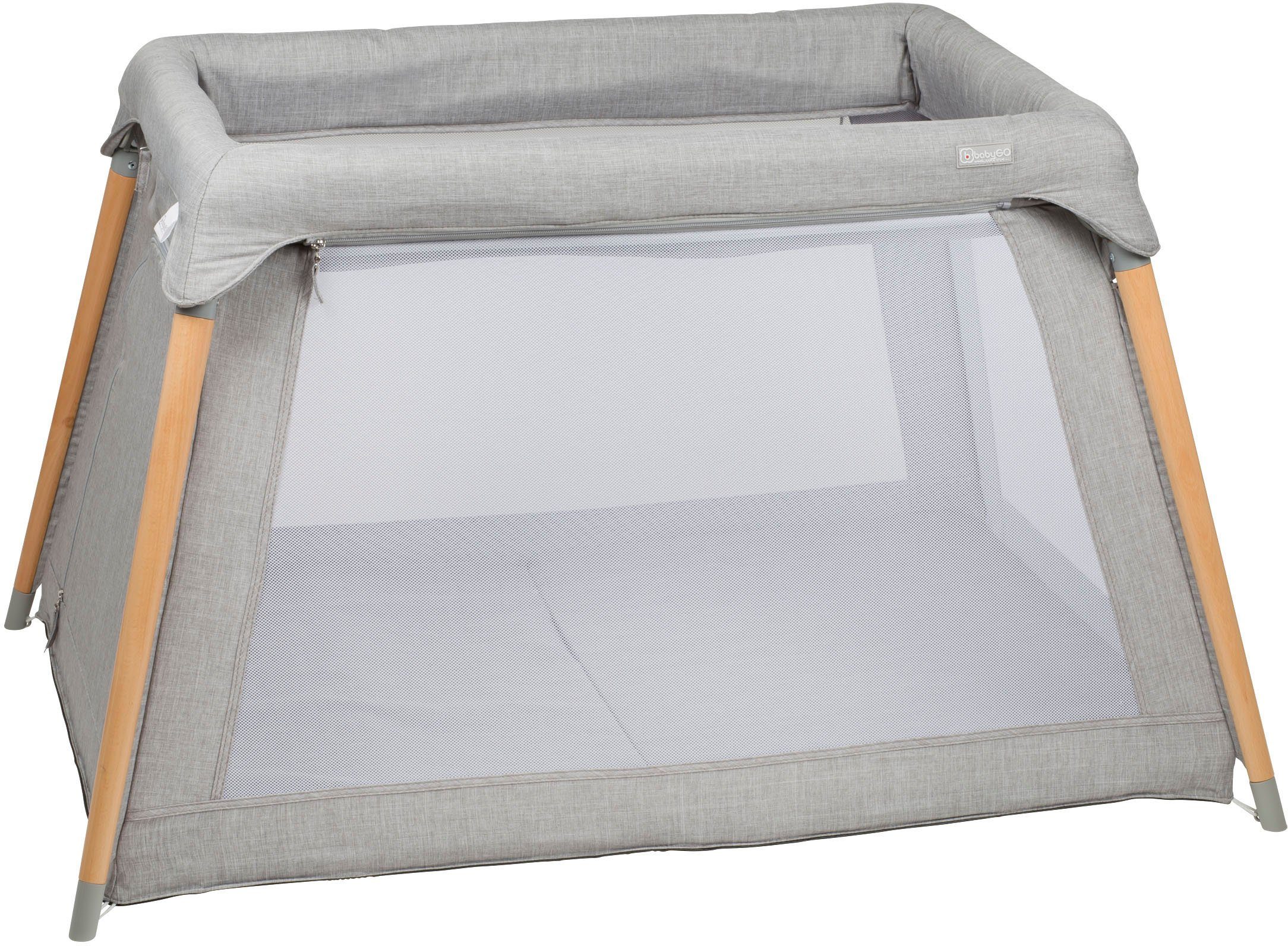 BabyGo Baby-Reisebett Groovy, grau melange, mit Seiteneingang