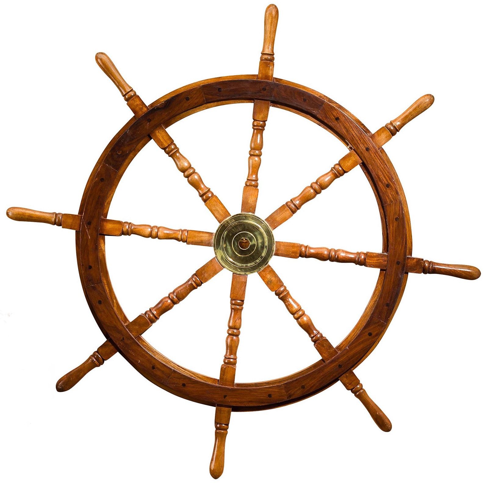 Dekoobjekt Steuerrad 105cm Holz Messing Schiff Schiffsrad Schiffssteuerrad Schiff
