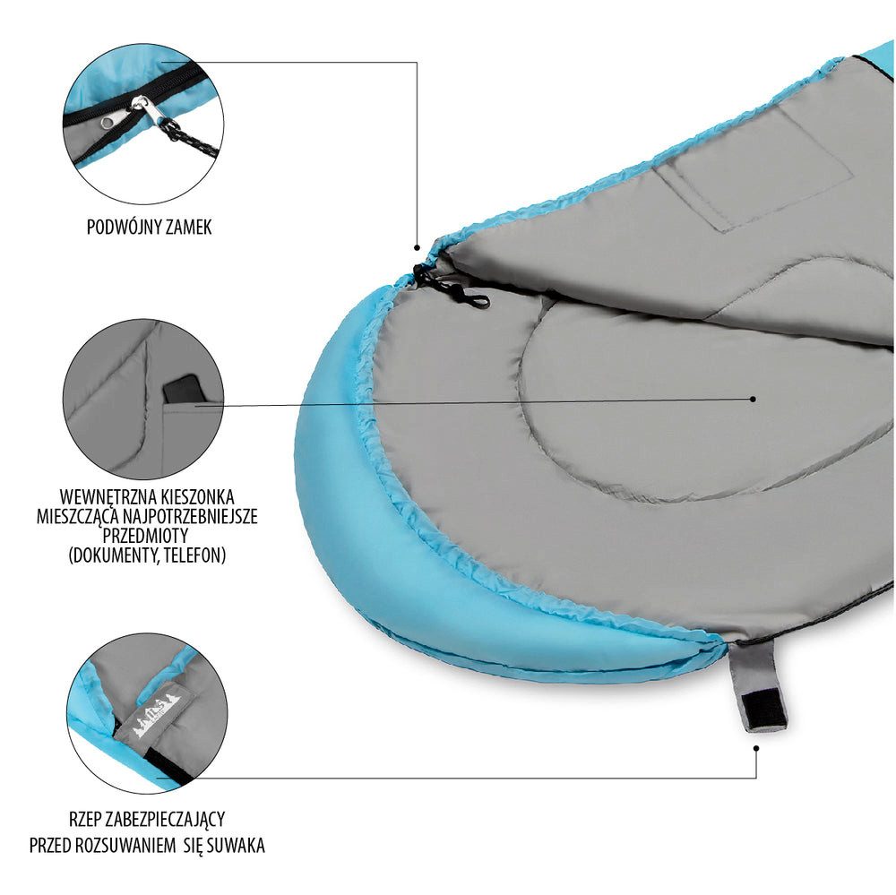 NILS CAMP Mumienschlafsack Deckenschlafsack Campingschlafsack (Spar-Set, 1 tlg., wärmend, 175 cm lang), Kapuze, Klettsicherung, Innentasche, Packbeutel