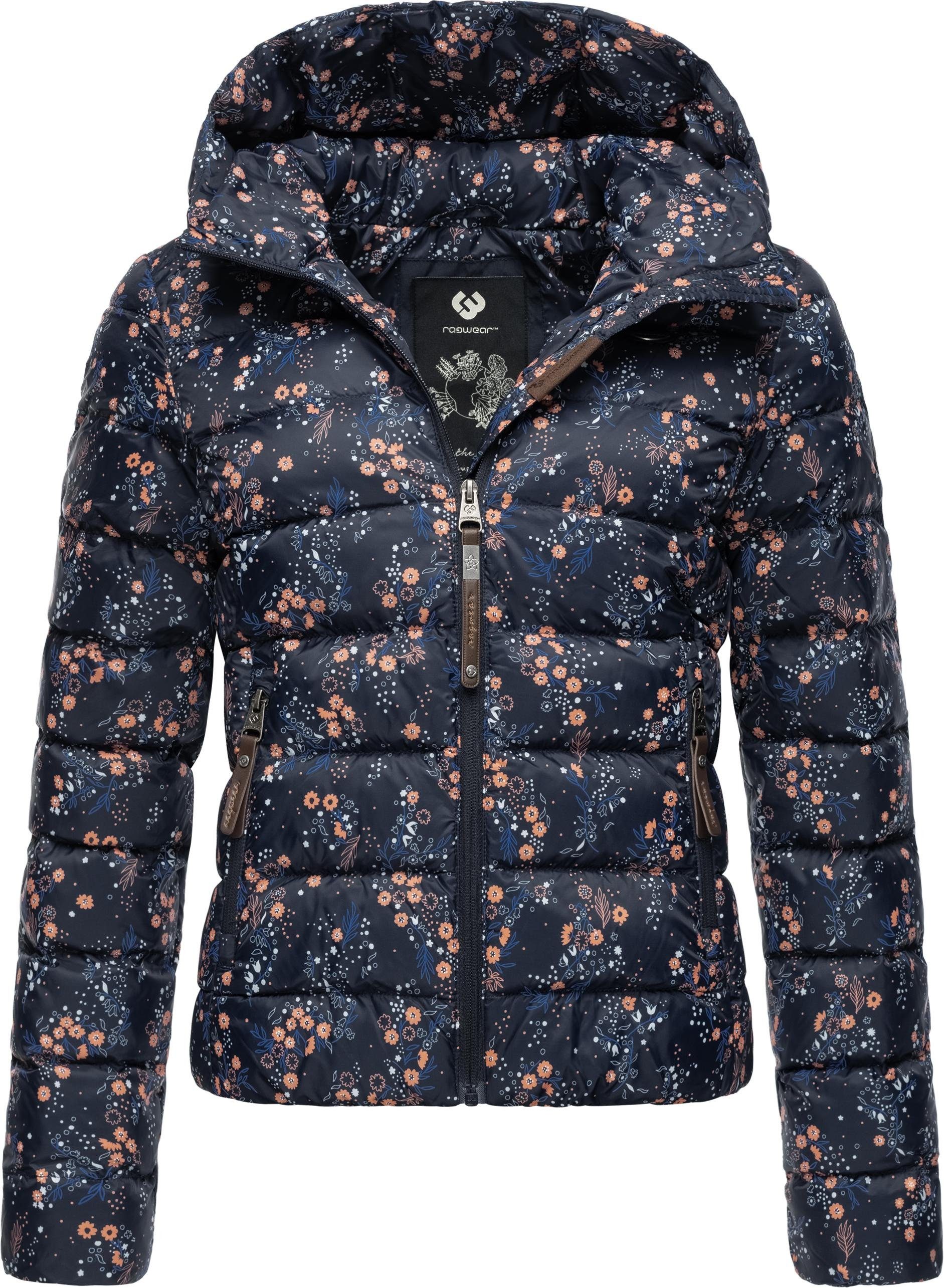 Ragwear Steppjacke Tiasa Geblümte Winterjacke mit Kapuze navy | Übergangsjacken