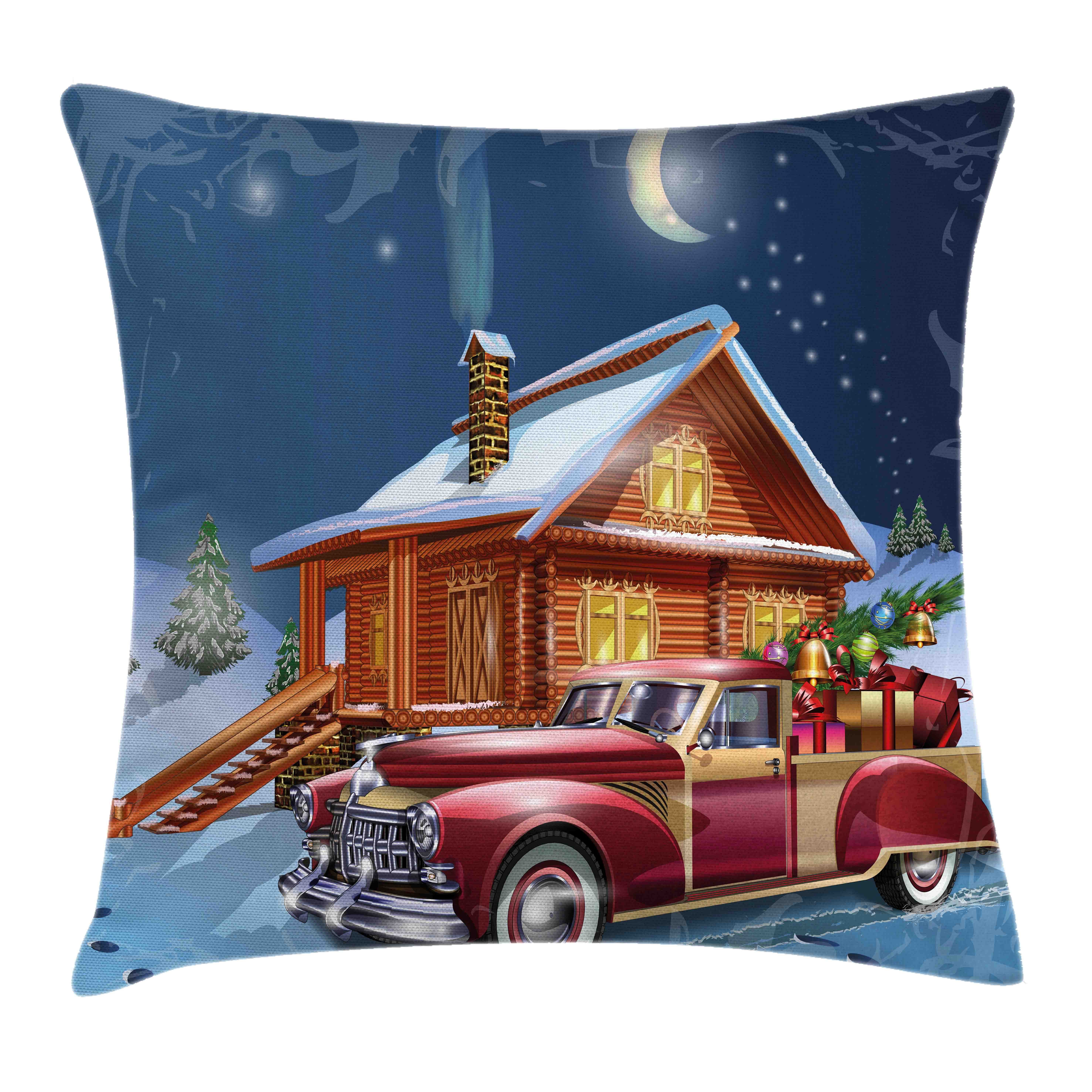 Kissenbezüge Reißverschluss Abakuhaus mit Beidseitiger Lodge Druck, Holz (1 Stück), Farben Truck Weihnachten Kissenhülle Farbfesten
