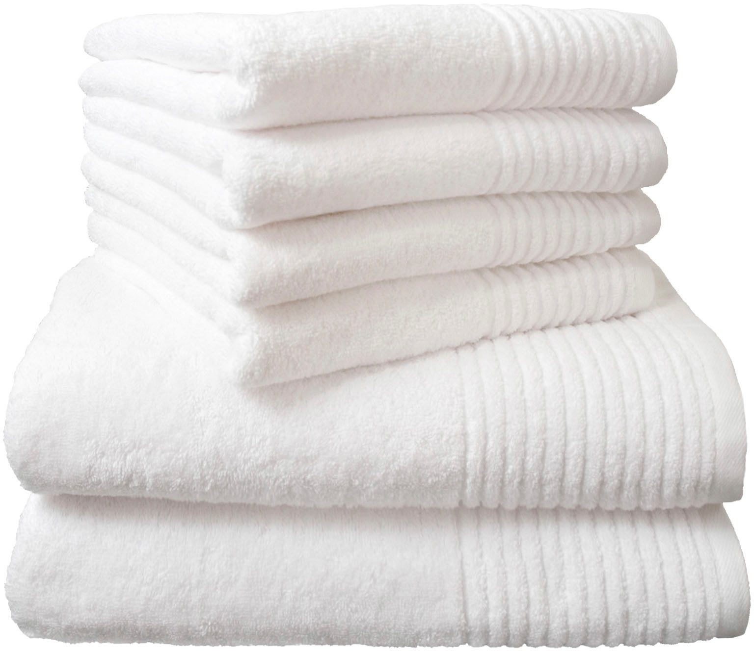 Dyckhoff Handtuch Set Brillant, Walkfrottee (Set, 6-St), mit Streifenbordüre;4 Handtücher (50x100cm), 2 Duschtücher (70x140cm)
