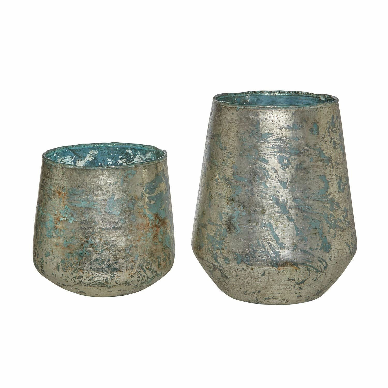 Mirabeau Windlicht Windlicht 2er Set Gare antikblau/gold (2er Set, 2er Set) günstig online kaufen