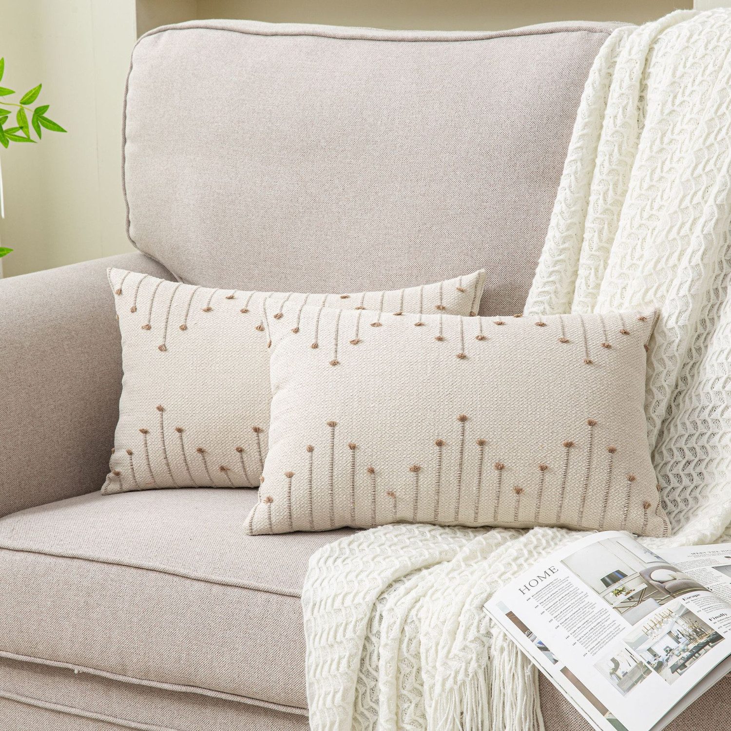 BYSURE Kissenbezug, (2 Stück), Kissenbezug aus Baumwoll-Jacquard mit Aussch günstig online kaufen