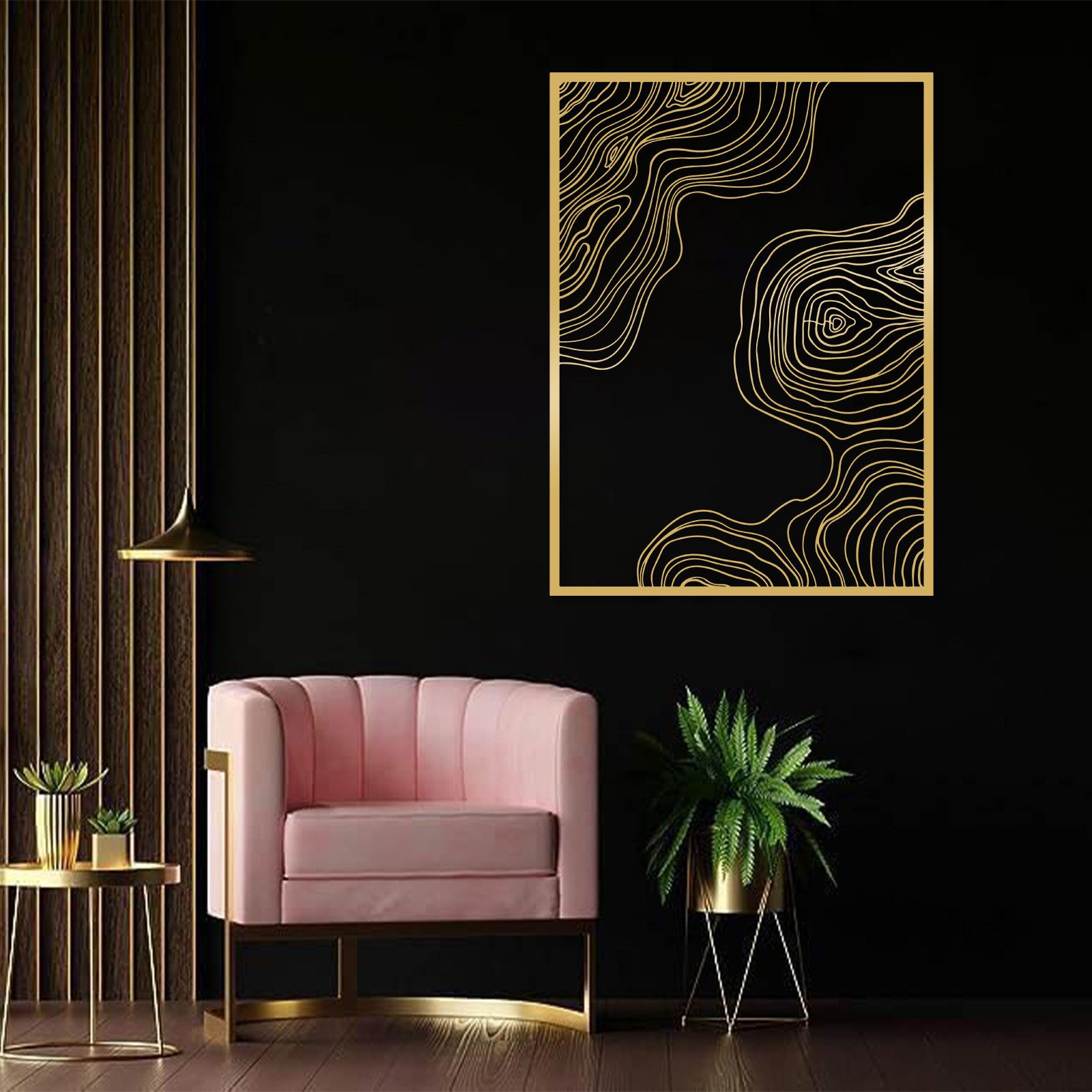 Jumpeak Wanddekoobjekt Dreidimensionale Wanddekoration mit Linien, minimalistisch abstrakt, Hergestellt aus Metall,Schwarz,weiß,Gold, Silber,3 Größe