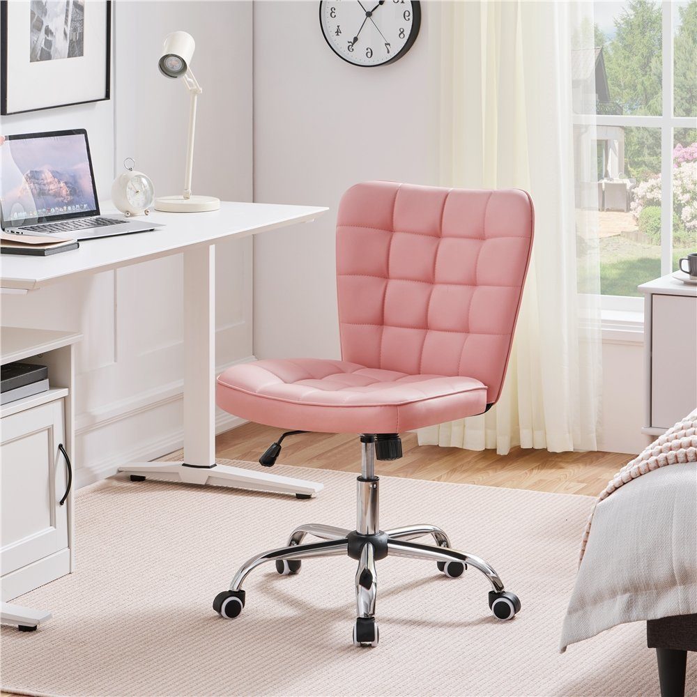 Yaheetech Drehstuhl, Bürostuhl Schreibtischstuhl höhenverstellbar Arbeitshocker Chefsessel rosa