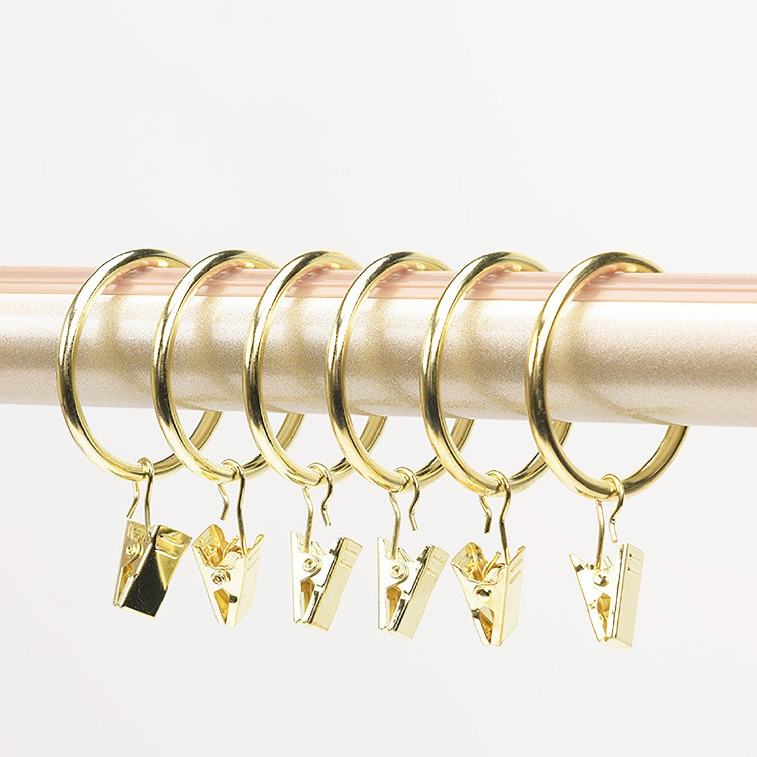 Klemmhalter für Gardinenstangen 40pcs Gardinenringe mit Clips 32mm Vorhangringe mit Clips, ZAXSD, (40-St), Vorhang Ringe Metall Bronze Vorhang Haken Gold
