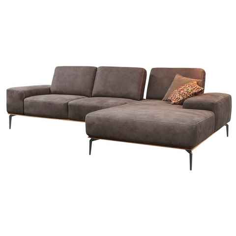 W.SCHILLIG Ecksofa run, mit Holzsockel, Füße in Schwarz pulverbeschichtet, Breite 299 cm