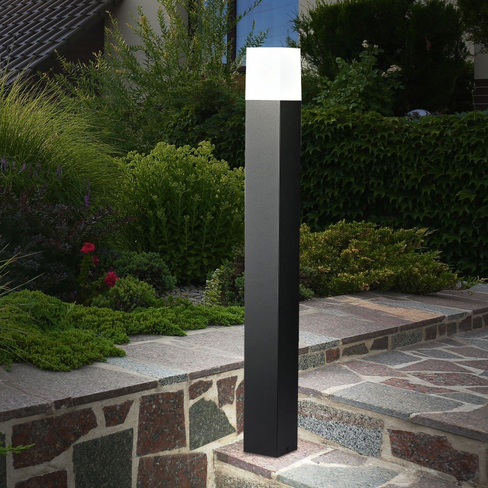 etc-shop LED Außen-Stehlampe, Leuchtmittel inklusive, Warmweiß, Außen Steh Lampe ALU Grundstück Stand Sockel Leuchte Garten