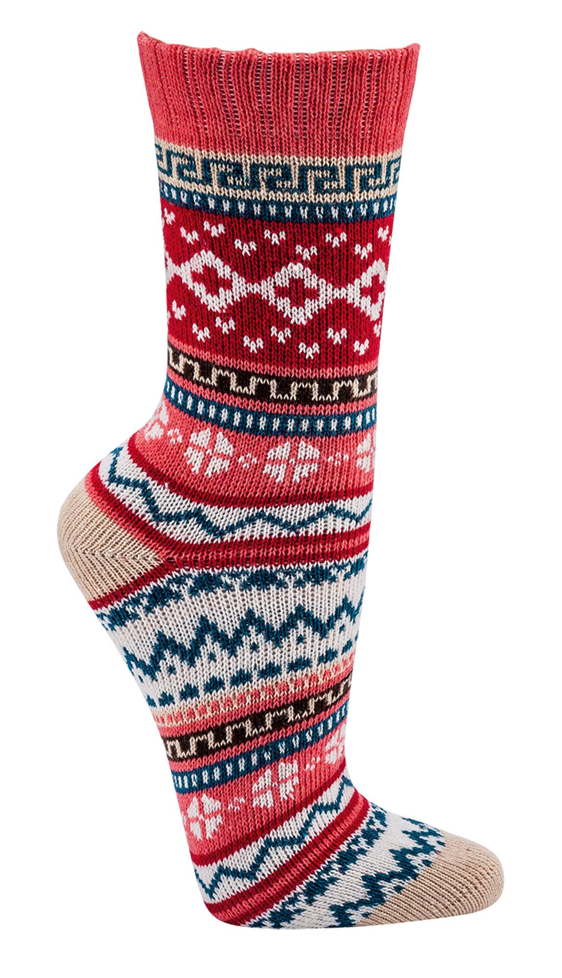 FussFreunde Norwegersocken 3 Paar bunte Norweger Damensocken Hygge Baumwolle Antiloch-Garantie – Bild 3 von 5