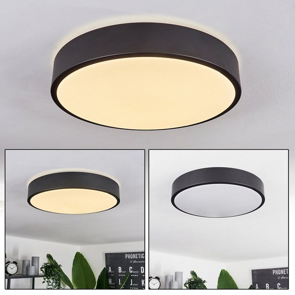 hofstein Deckenleuchte »Capodimonte« Deckenlampe aus Metall/Kunststoff in  Schwarz/Weiß, 3000 Kelvin, runde Leuchte (33cm), 1xLED 12 Watt, 900 Lumen