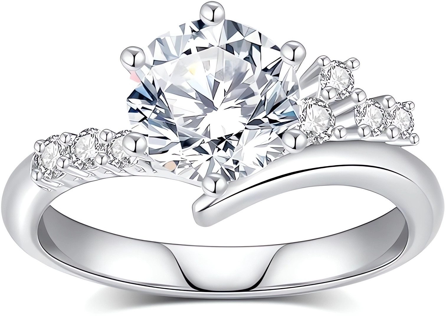 Jumpeak Diamantring Runder Diamantring,Verlobungsringe Frau,Valentinstag Geschenk für Sie, Labordiamant 2karat,Promise Ring,E,VS1,3EX,schlicht unregelmäßige Form