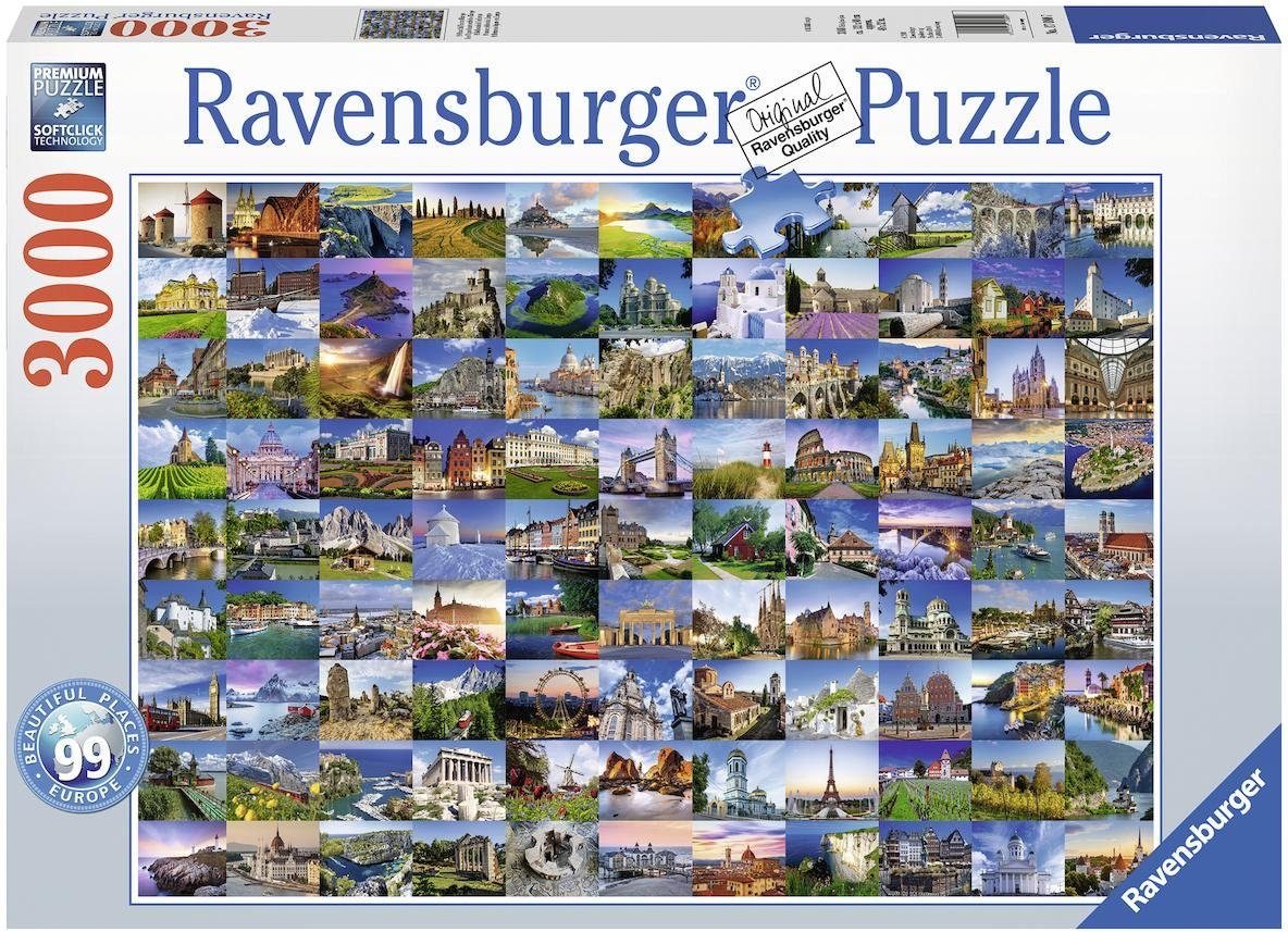 Ravensburger Puzzle 99 Beautiful Places in Europe, 3000 Puzzleteile, Made i günstig online kaufen