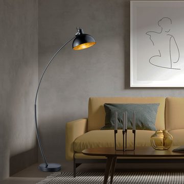 etc-shop LED Stehlampe, Leuchtmittel inklusive, Warmweiß, Farbwechsel, Steh Lampe Ess Zimmer Lese Decken Fluter Bogen Leuchte GOLD