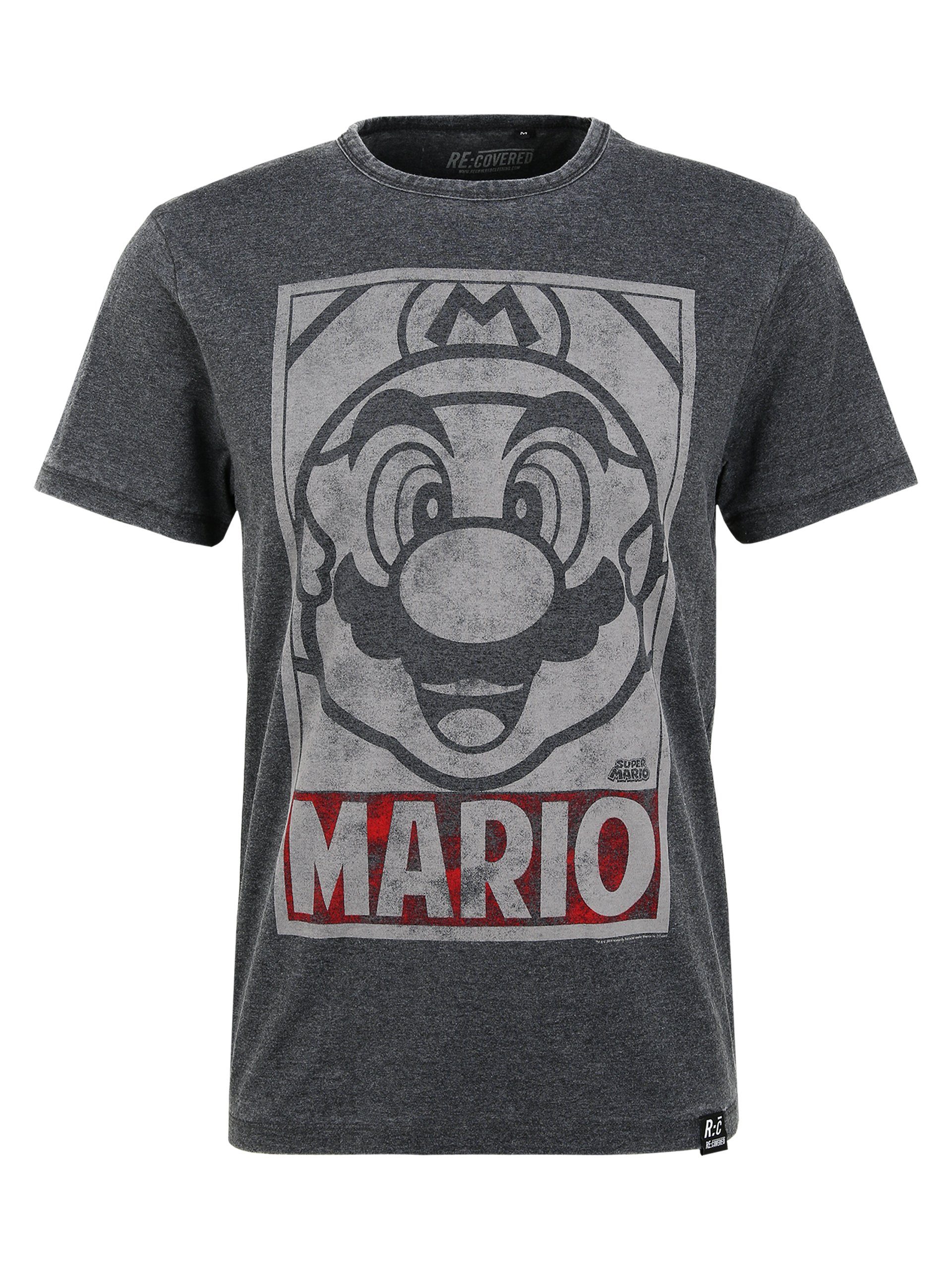 Recovered Super Vintage Mario zertifizierte Face T-Shirt Bio-Baumwolle Tonal GOTS