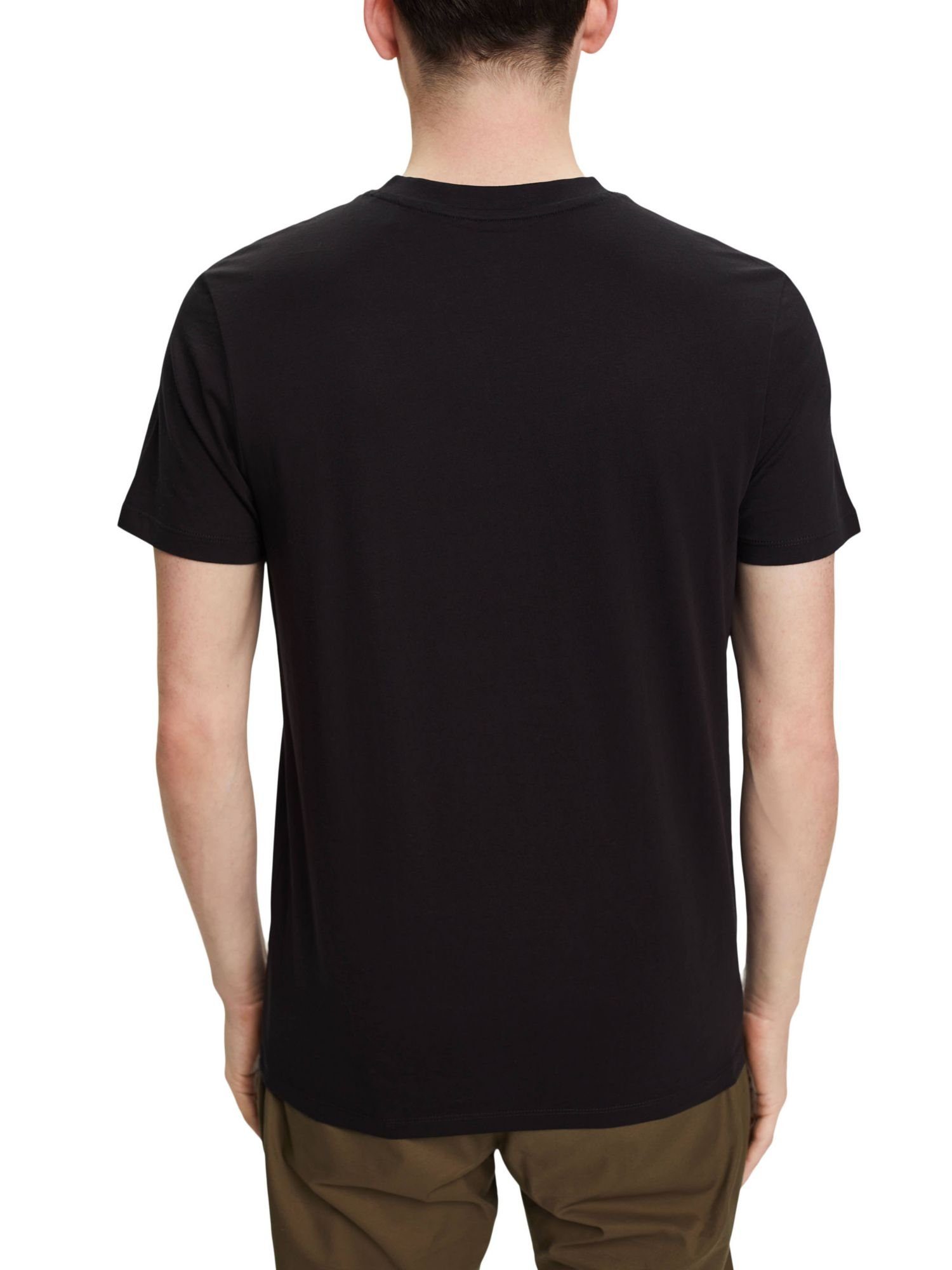 Esprit T-Shirt T-Shirt mit BLACK (1-tlg) Slim Fit aus V-Ausschnitt, Baumwolle