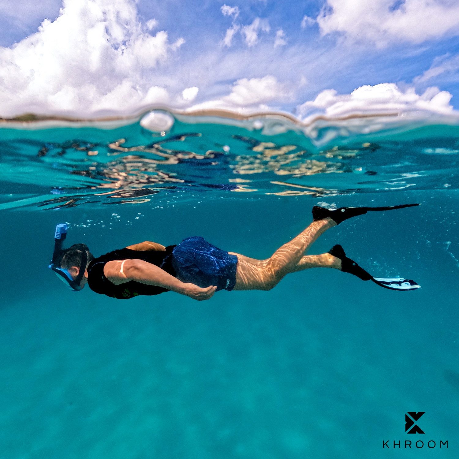Khroom Flosse Gr. 36-47, Taucherflossen Schwimmflossen Schnorchelflossen (lange Flossen, Premium Made in Italy), verstellbar