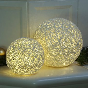 MARELIDA LED Kugelleuchte LED Dekokugel Papierkugel Glitzer 20cm Weihnachtsdeko Leuchtkugel weiß, LED Classic, warmweiß (2100K bis 3000K)