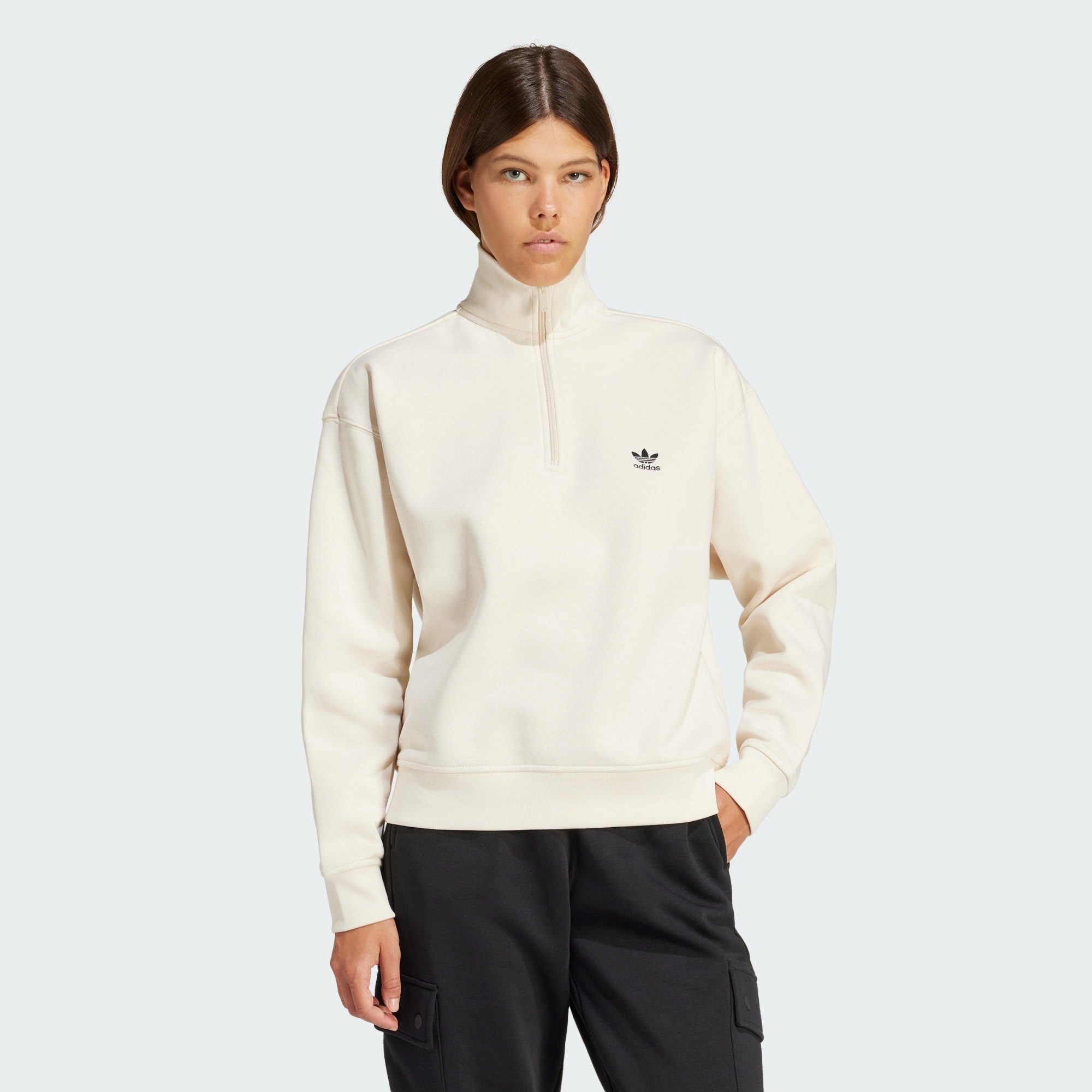 adidas Originals Sweatshirt ESSENTIALS 1/2 ZIP SWEATSHIRT Wonder White