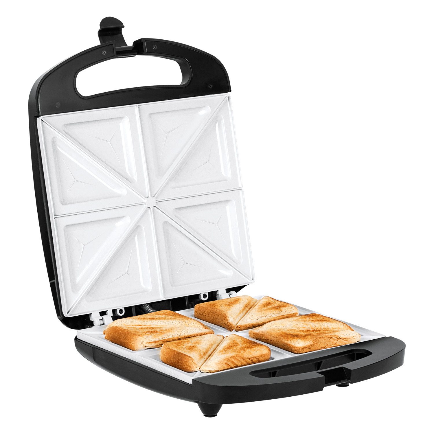 Teesa Sandwichmaker TSA3229B Sandwichtoaster mit Keramikeinsätzen für 4 Sandwiches, 1500 W, Thermostatische Steuerung
