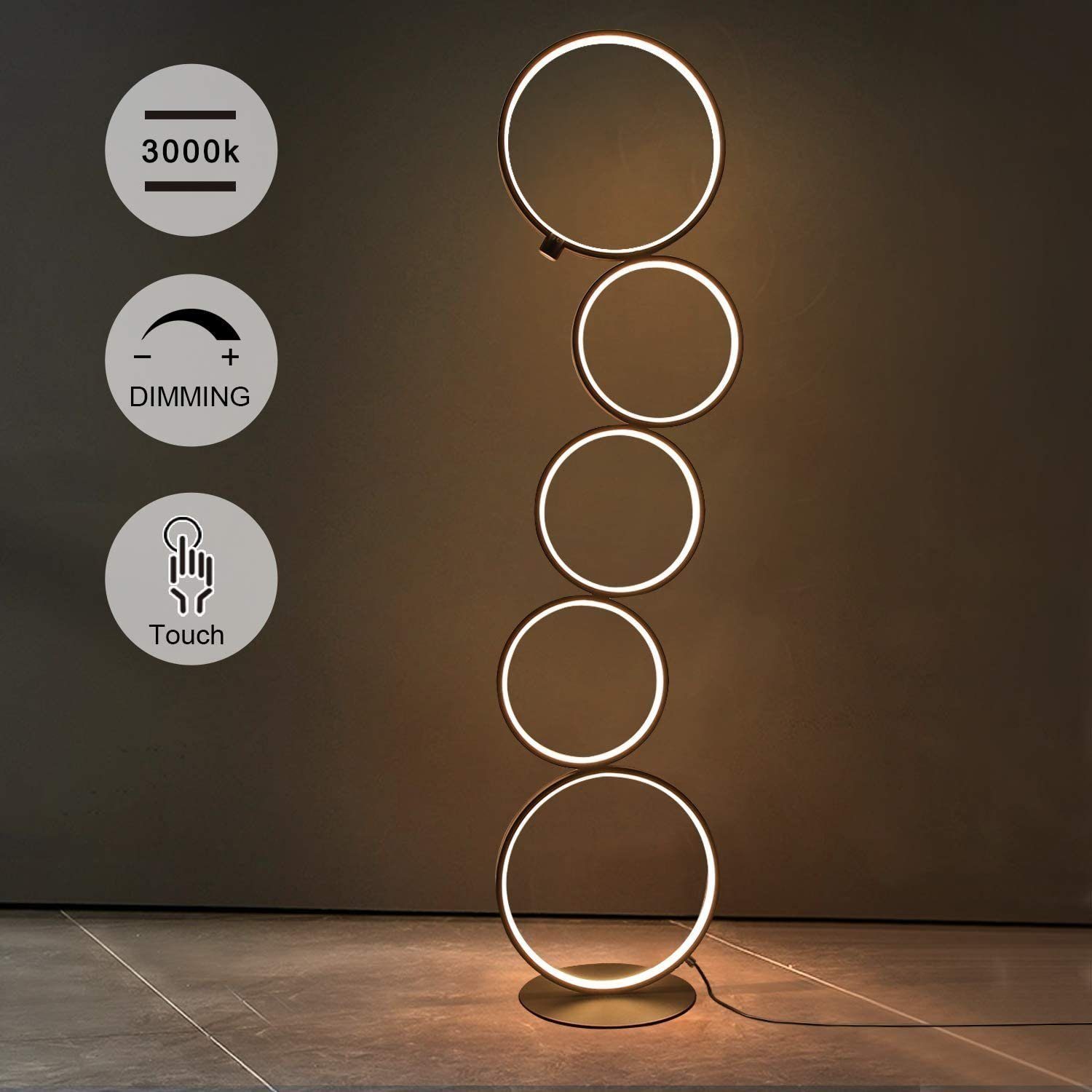 Nettlife LED Stehlampe Standleuchte 5 Birne in Ringform, LED fest integrier günstig online kaufen