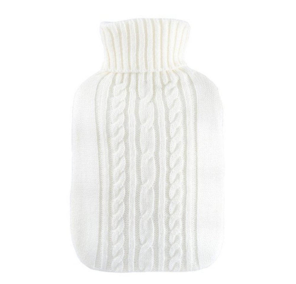 Hugo Frosch Wärmflasche Klassik 1,8 l Made in Germany mit Strickbezug, Weiß - langlebige, auslaufsichere Bettflasche, waschbarer Überzug